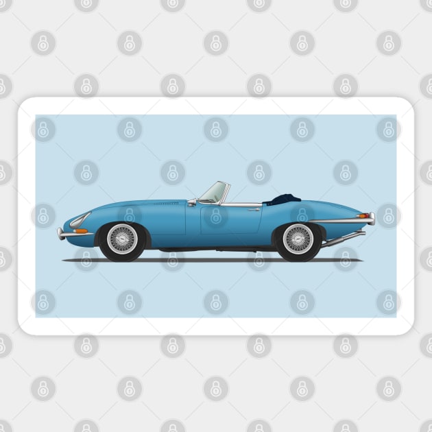 Jaguar E Type Roadster Cotswold Blue Magnet by SteveHClark